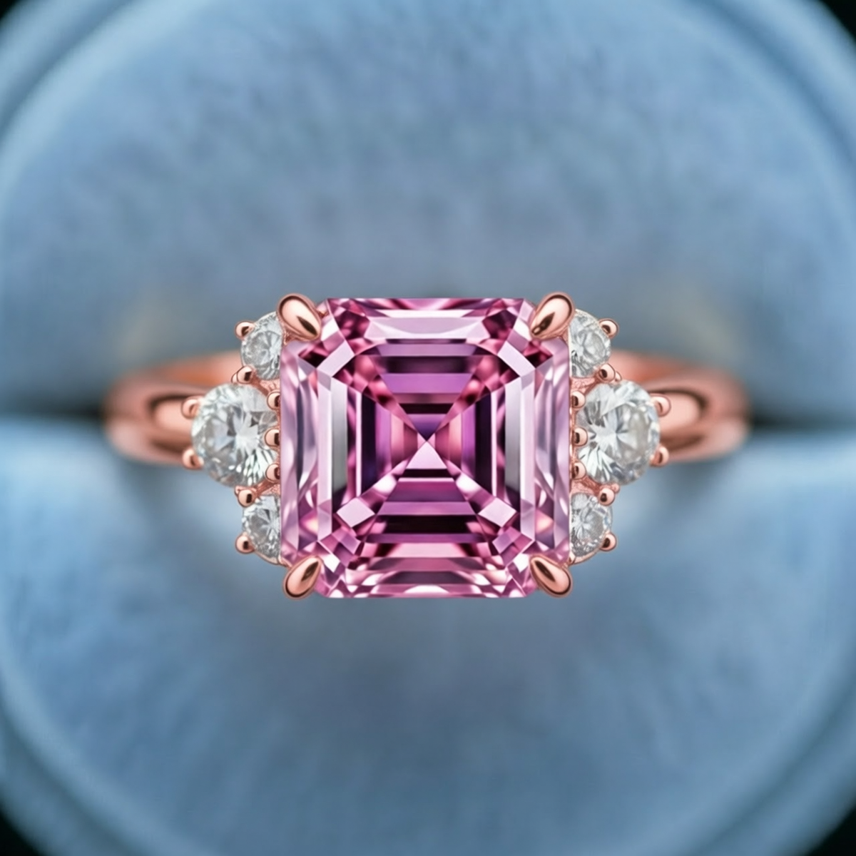 Seren’s Lattice | Asscher Cut Pink Blush Crystal Ring.