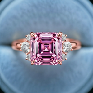 Seren’s Lattice | Asscher Cut Pink Blush Crystal Ring.