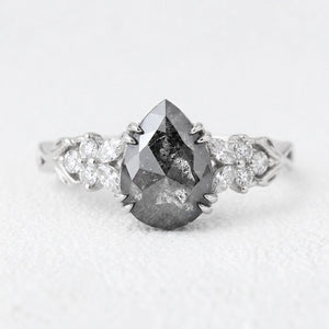 Isadora's Vine | 1CT Pear Salt & Pepper Diamond Engagement Ring