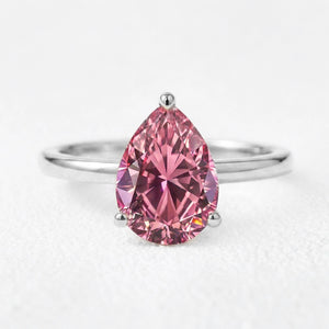 Celina's Reverie | 3CT Pear Cut Pink Sapphire Solitaire Engagement Ring