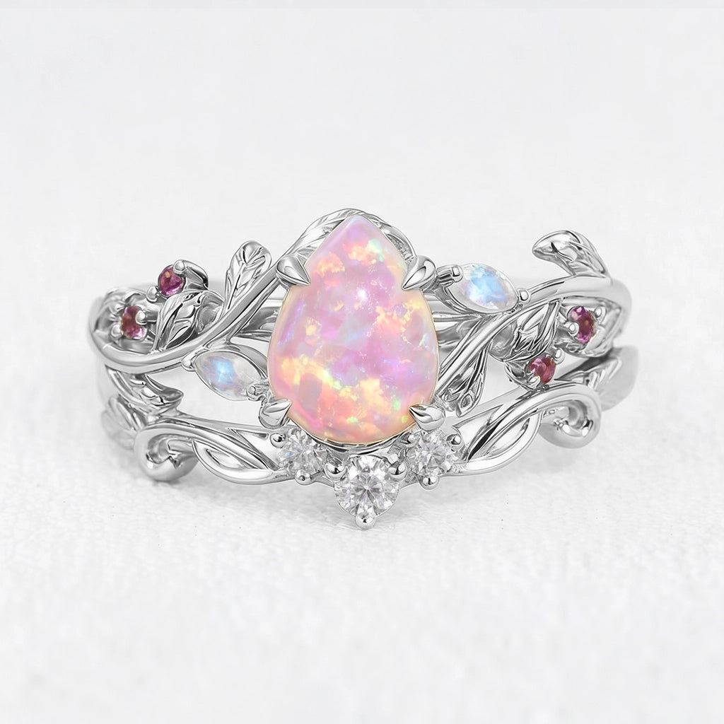 Ophelia‘s Mirage | Pear Opal Foliage Bridal Duo