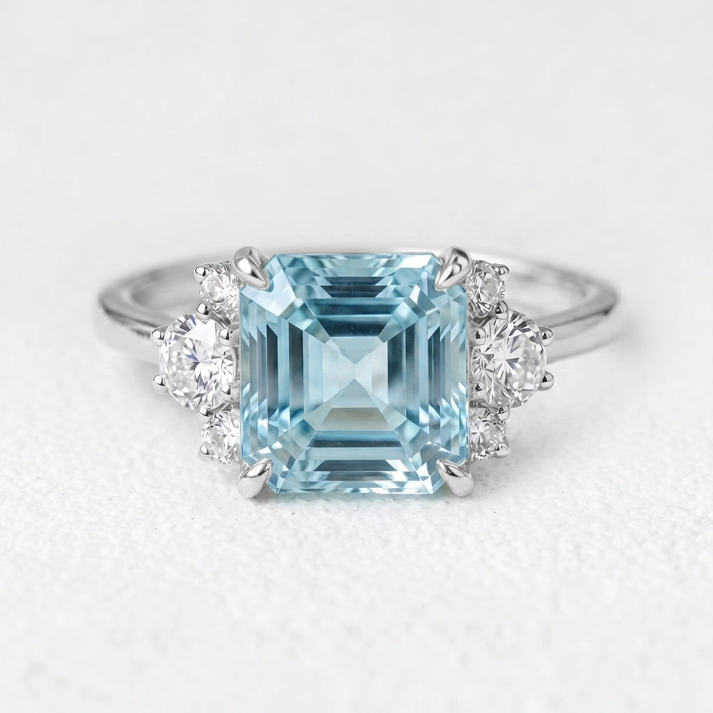 Alexandra’s Serenity | 1.5CT Asscher Cut Aquamarine Engagement Ring