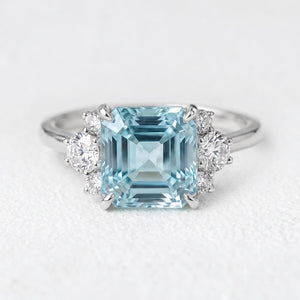 Alexandra’s Serenity | 1.5CT Asscher Cut Aquamarine Engagement Ring