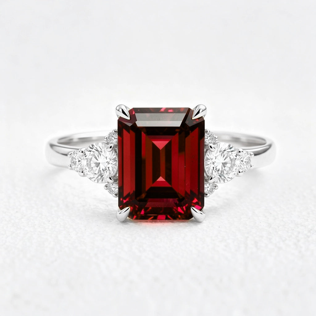 Scarlett’s Crimson | 2CT Emerald Cut Ruby Engagement Ring