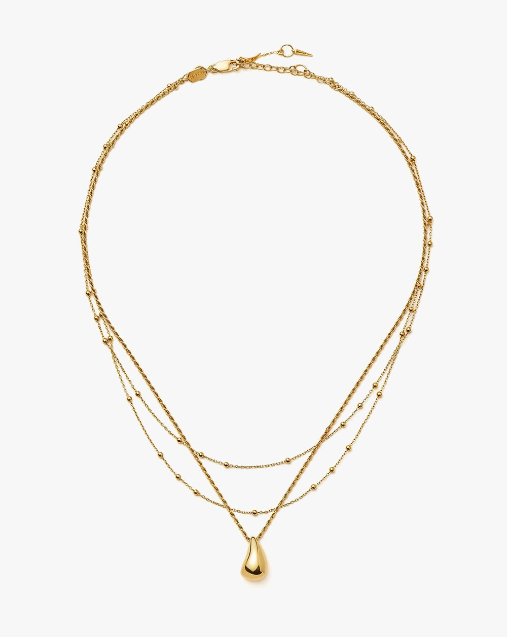 18K Gold Vermeil Droplet Pendant & Double Necklace Set.