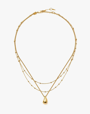 18K Gold Vermeil Droplet Pendant & Double Necklace Set.