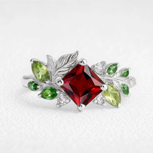 Rosalind’s Ode | Princess Cut Ruby Grand Foliage Engagement Ring