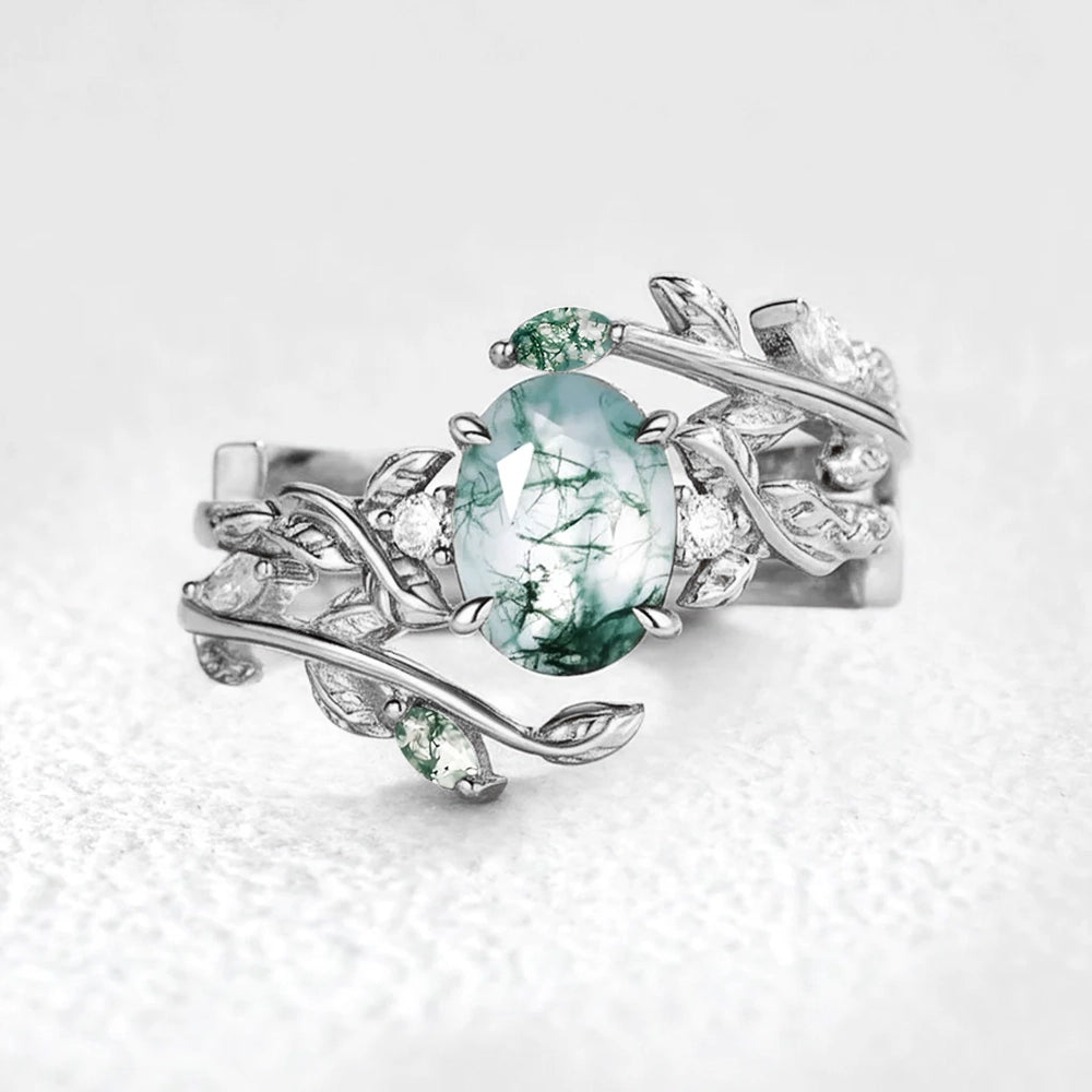 Adela’s Canopy | Moss Agate Leafy Bridal Set 2pcs.