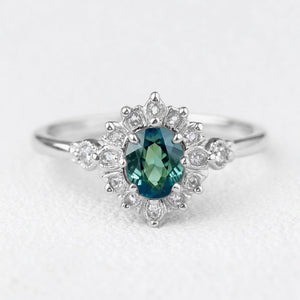 Aurelia’s Vow | Oval Blue Sapphire Halo Engagement Ring