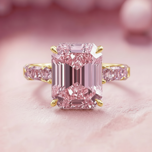 Elara’s Devotion | 3CT Emerald Cut Pink Sapphire Solitaire Engagement Ring