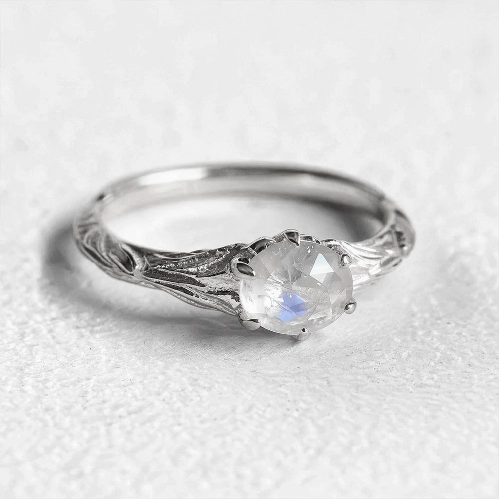 Olive Moon | Solitaire Moonstone Vine Ring.