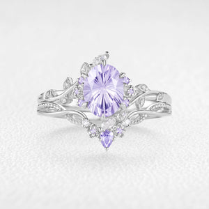 Celine‘s Aquarelle | Firework Cut Lavender Sapphire Chevron Bridal Duo