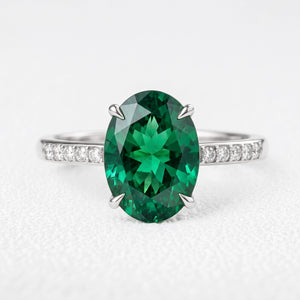 Thalia’s Verdure | 2CT Oval Green Sapphire Engagement Ring