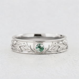 Forest Stag | Moss Agate Men's Wedding Band.