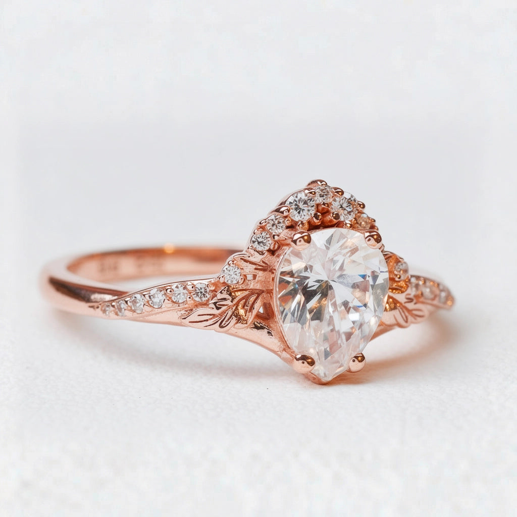 Victoria’s Griffin | Vintage Diamond Halo & Leaf Bridal Set 2pcs.