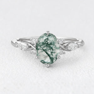 Flora’s Eternal | Oval Moss Agate Infinity Engagement Ring