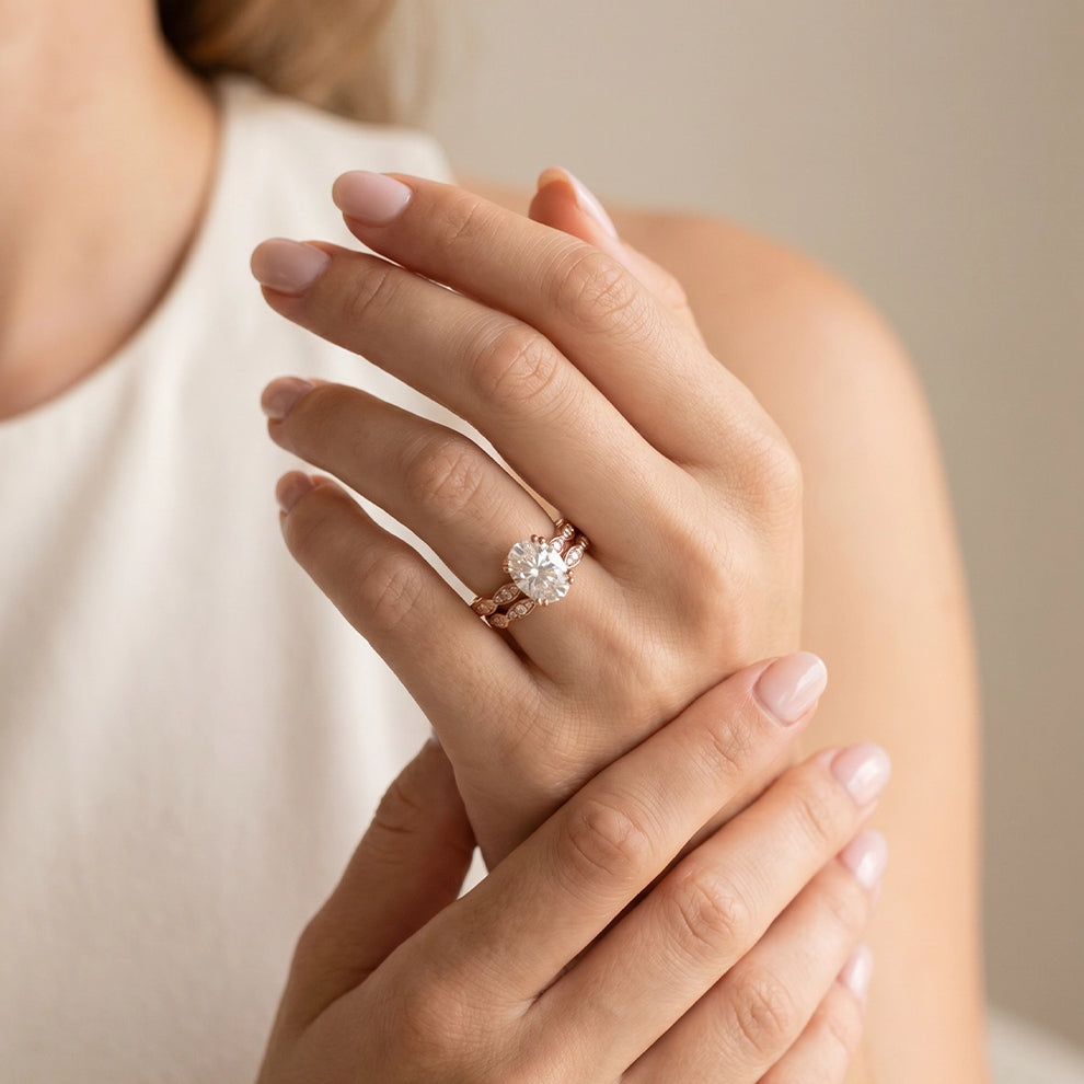 Grace’s Bezel | Oval Lab Diamond Solitaire Bridal Set 2pcs.