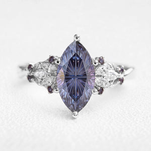 Eleonora’s Eclipse | 2CT Fantasy-Cut Marquise Alexandrite Vintage Engagement Ring