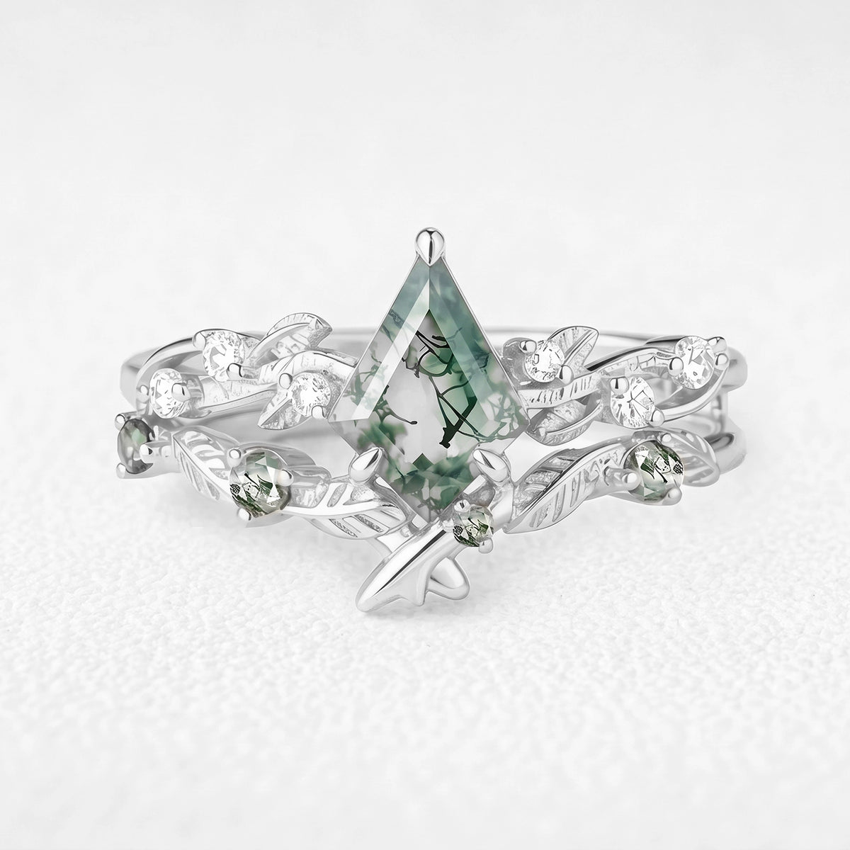Clarissa’s Frond | Kite Moss Agate Leafy Bridal Set 2pcs
