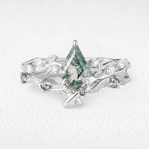 Clarissa’s Frond | Kite Moss Agate Leafy Bridal Set 2pcs
