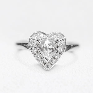 Isolde’s Sincere | Evertrue Halo Heart Salt & Pepper Diamond Engagement Ring.