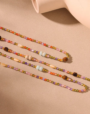 Handmade Rainbow Sparkle Stone Beads Necklace