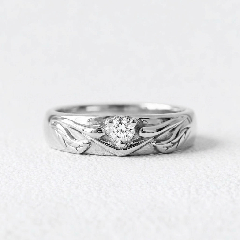 Ivy’s Spark | Diamond Leaf Wedding Band.