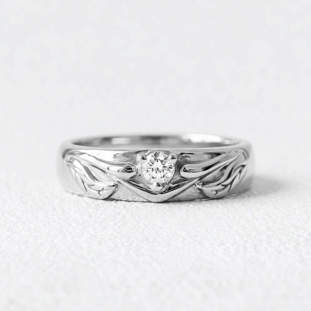 Ivy’s Spark | Diamond Leaf Wedding Band.