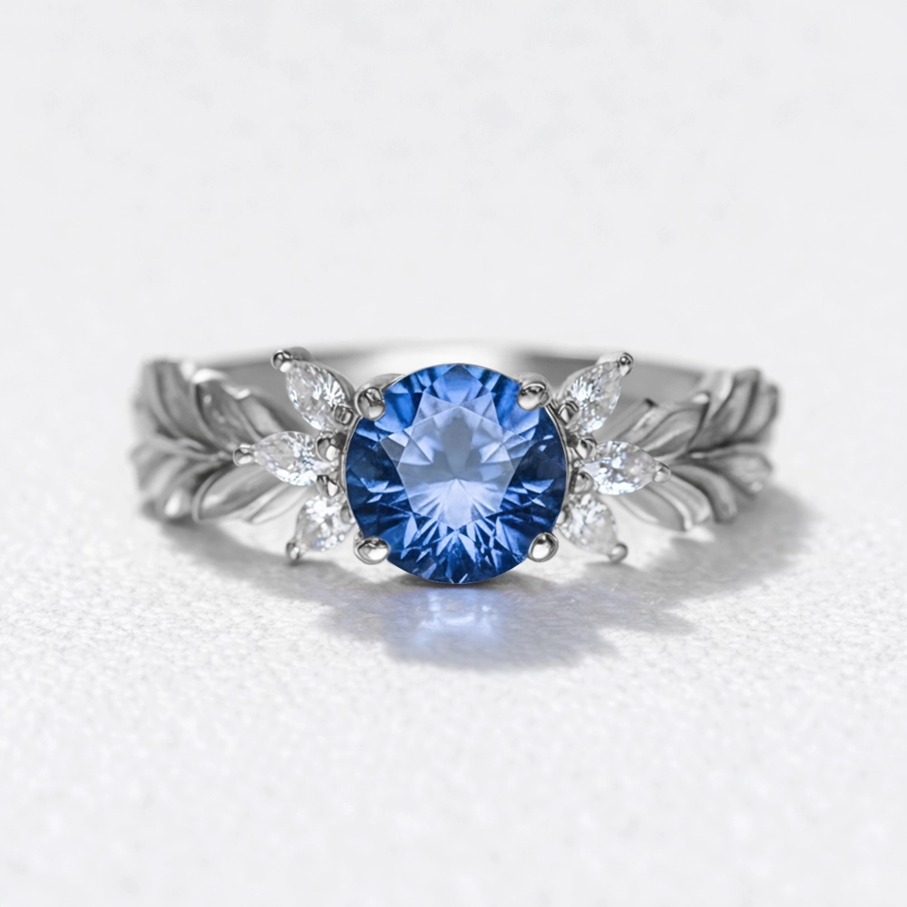 Stella‘s Folio | Blue Sapphire & Diamond Vine Engagement Ring.