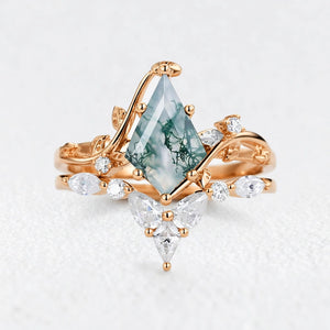 Isadora’s Vine | Kite Cut Moss Agate Bridal Duo