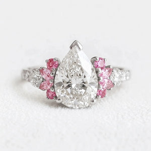 Vivienne’s Soar | 3CT Pear Diamond Engagement Ring with Marquise Accents.