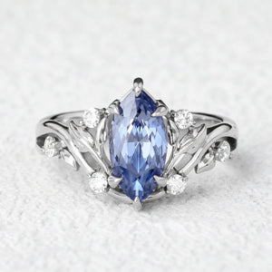 Violette’s Vine | Marquise Purple Sapphire & Diamond Floral Ring.