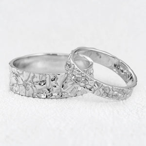Genevieve‘s Bedrock | Stone Textured Wedding Band Duo