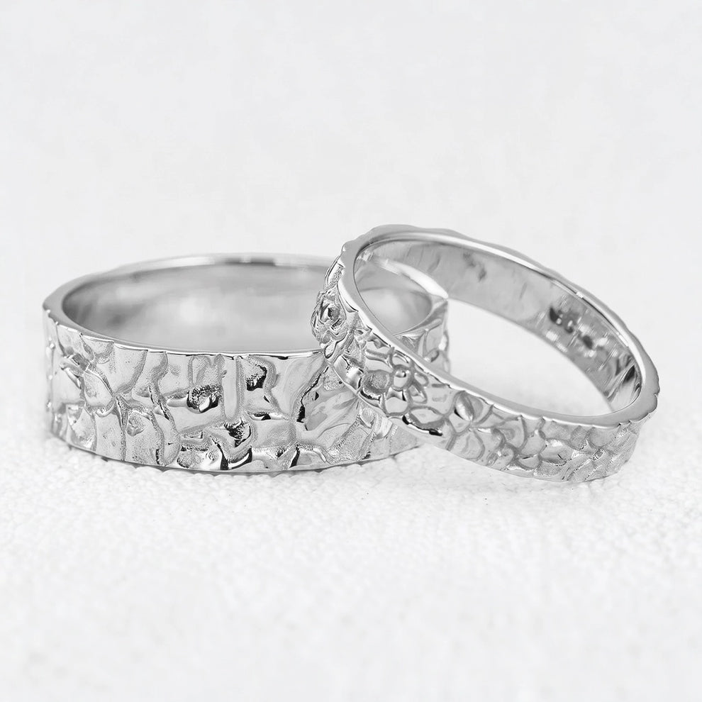 Genevieve‘s Bedrock | Stone Textured Wedding Band Duo