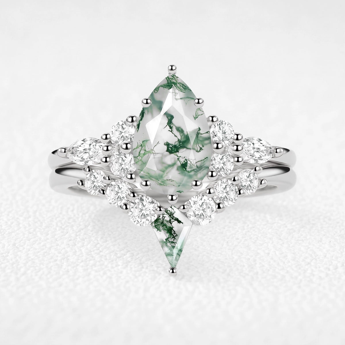 Genevieve’s Glade | Pear Moss Agate Chevron Bridal Duo