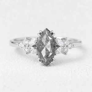 Isadora’s Blossom | 1CT Marquise Salt & Pepper Diamond Engagement Ring