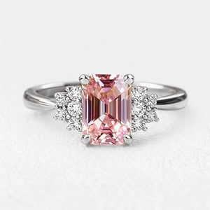 Aurora’s Promise | 2CT Emerald Cut Pink Sapphire Engagement Ring