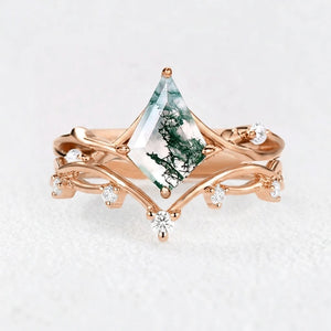 Genevieve’s Grove  | Kite Cut Moss Agate Bridal Set 2pcs