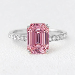 Celia‘s Grace | 2CT Emerald Cut Pink Sapphire Engagement Ring