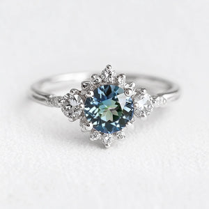 Stella’s Halo | Round Blue Sapphire Engagement Ring