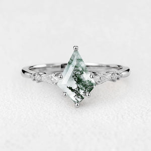 Isadora’s Gilded | Classic Kite Moss Agate Engagement Ring