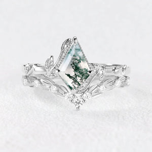 Sylvie’s Grove | Classic Moss Agate Leafy Bridal Set 2pcs.