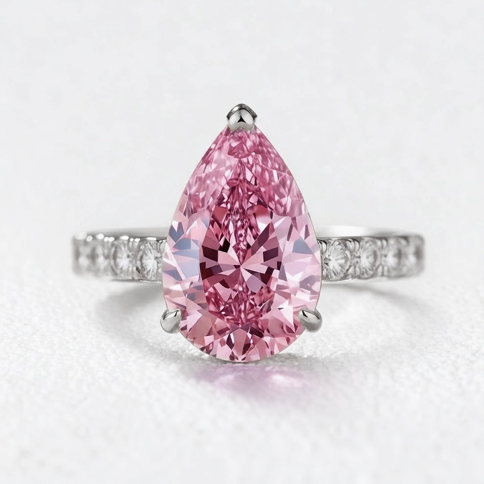 Aurora’s Promise | 3CT Pear Cut Pink Sapphire Solitaire Engagement Ring