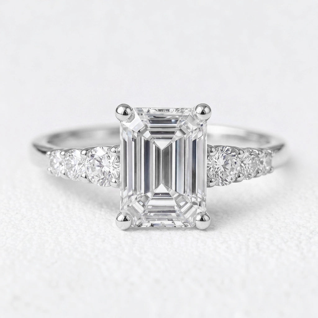 Lyra’s Prism | 3CT Emerald Cut Diamond Engagement Ring