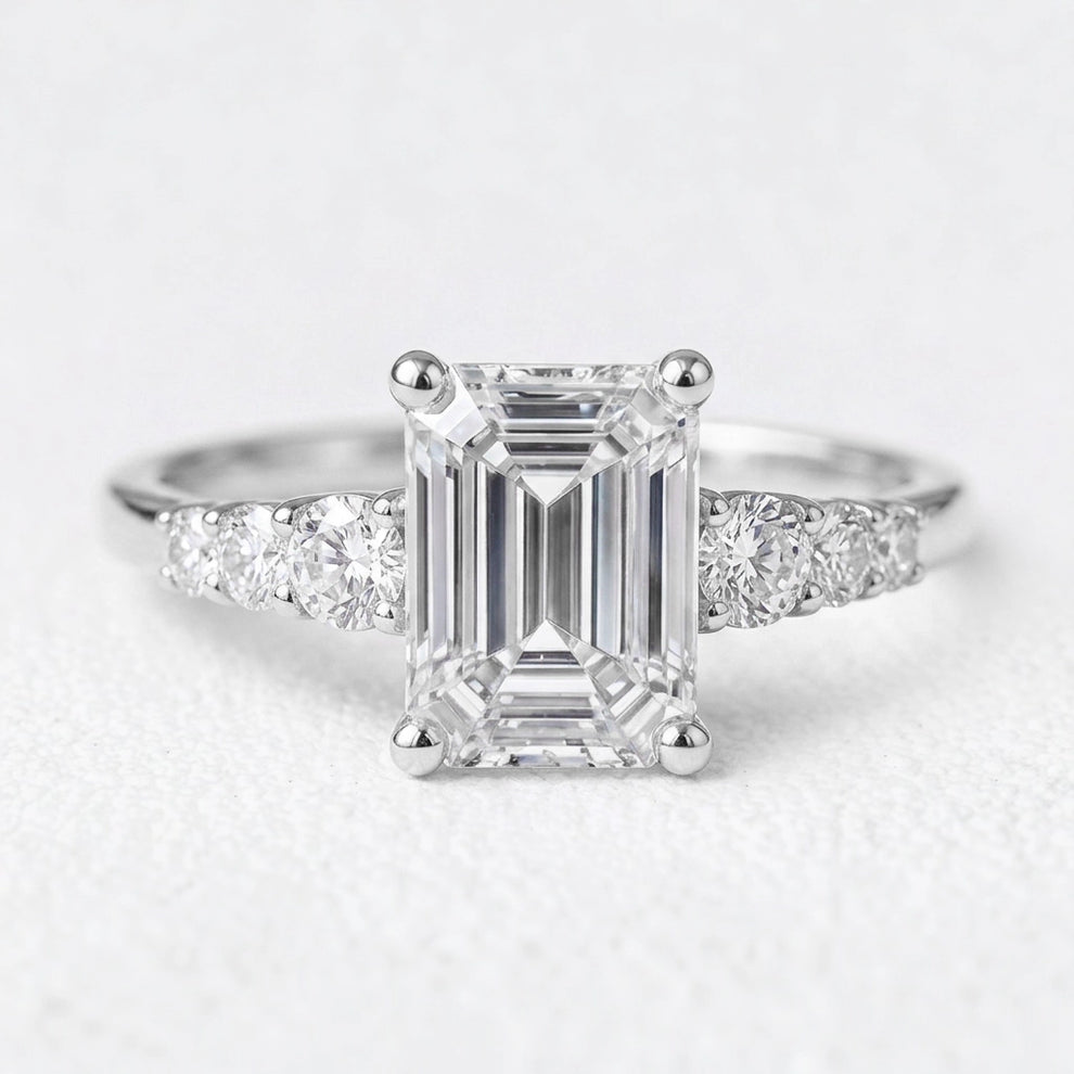 Lyra’s Prism | 3CT Emerald Cut Diamond Engagement Ring