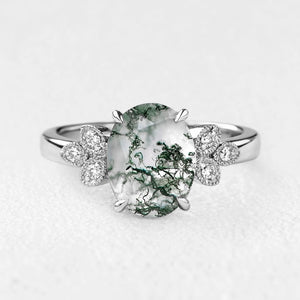 Isadora's Vitality | Oval Moss Agate Engagement Ring
