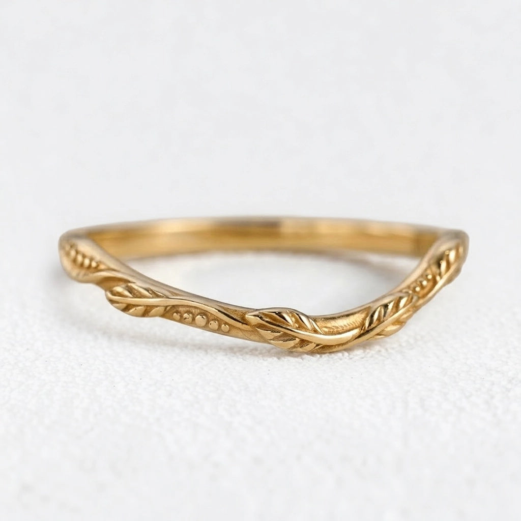 The Intertwined Wedding Set – Sandblasted Branch & Curved Vine Bands.