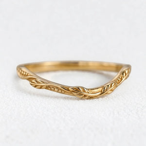 The Intertwined Wedding Set – Sandblasted Branch & Curved Vine Bands.