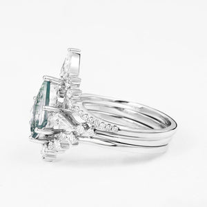 Tyler Twin Flames Kite Cut Moss Agate Engagement Ring Set 3pcs.
