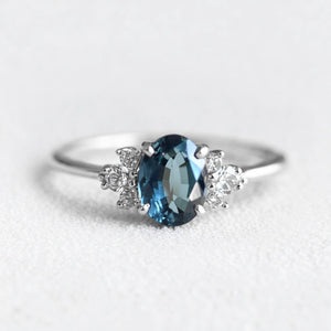Celestine’s Eternity | Oval Blue Sapphire Eternity Engagement Ring.